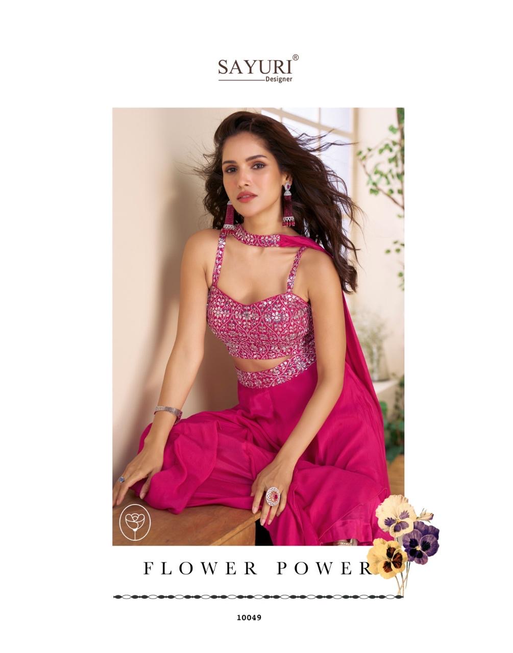 Embroidered Chinon Silk ethnic set with plazzo and dupatta
