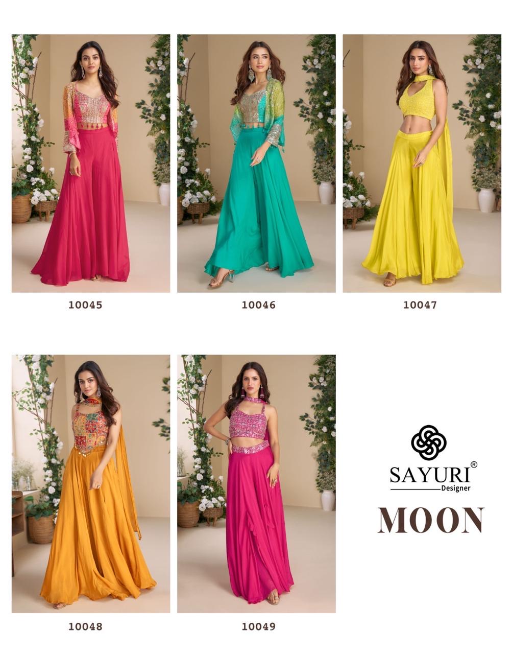 Premium Ethnic Wear – MOON by Sayuri | Hand Embroidered Blouse with Plazzo & Dupatta (sky blue)