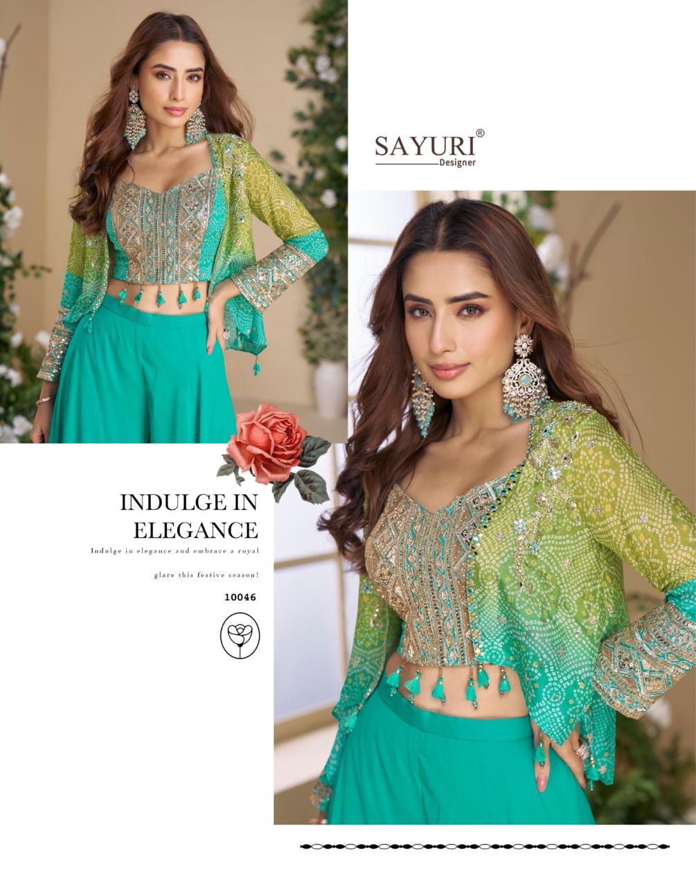 Premium Ethnic Wear – MOON by Sayuri | Hand Embroidered Blouse with Plazzo & Dupatta (sky blue)