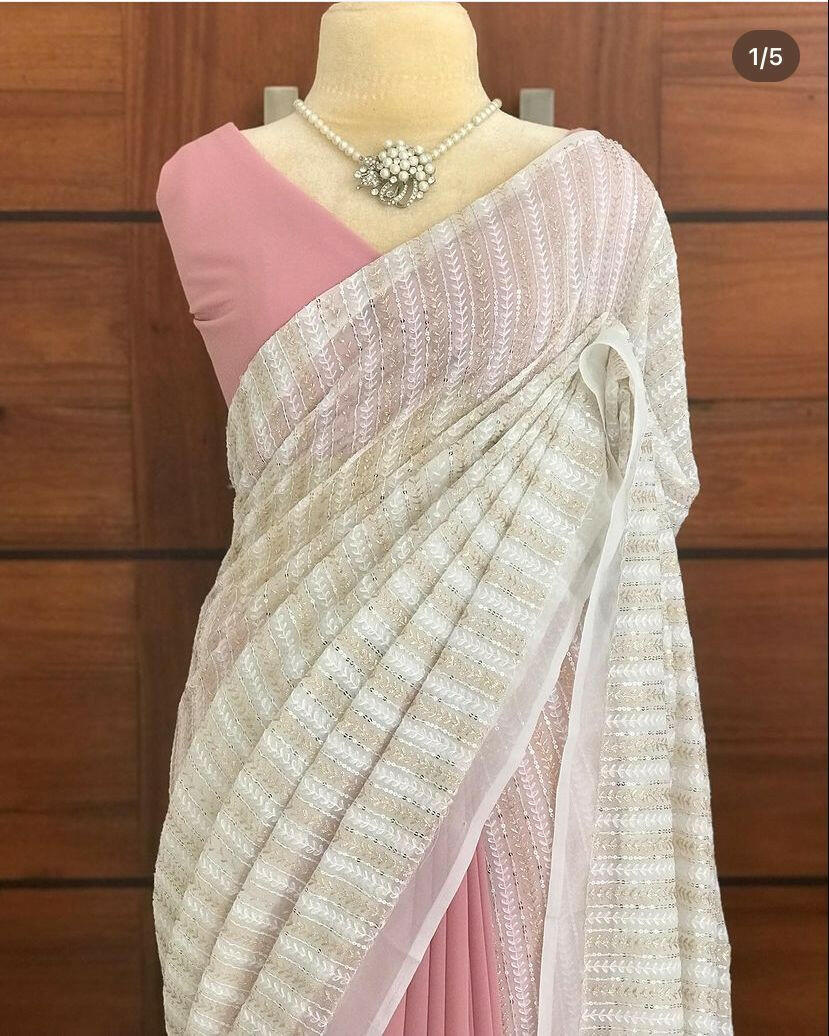 Pastel dual colour georgette saree - Yashodhara Lifestyle