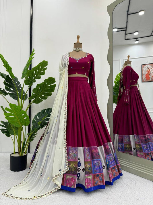 Magenta Pink Boutique Lehenga with Stitched Blouse