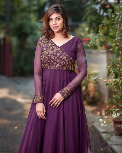 Premium Designer Readymade Gown Collection Wine / Maroon