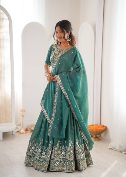 Heavy Simar Silk Lehenga Set with Thread & Sequin Work | 3-Meter Flair | Full-Stitched Rama