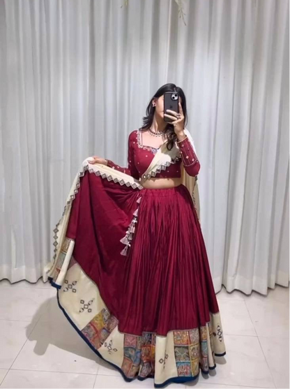Magenta Pink Boutique Lehenga with Stitched Blouse