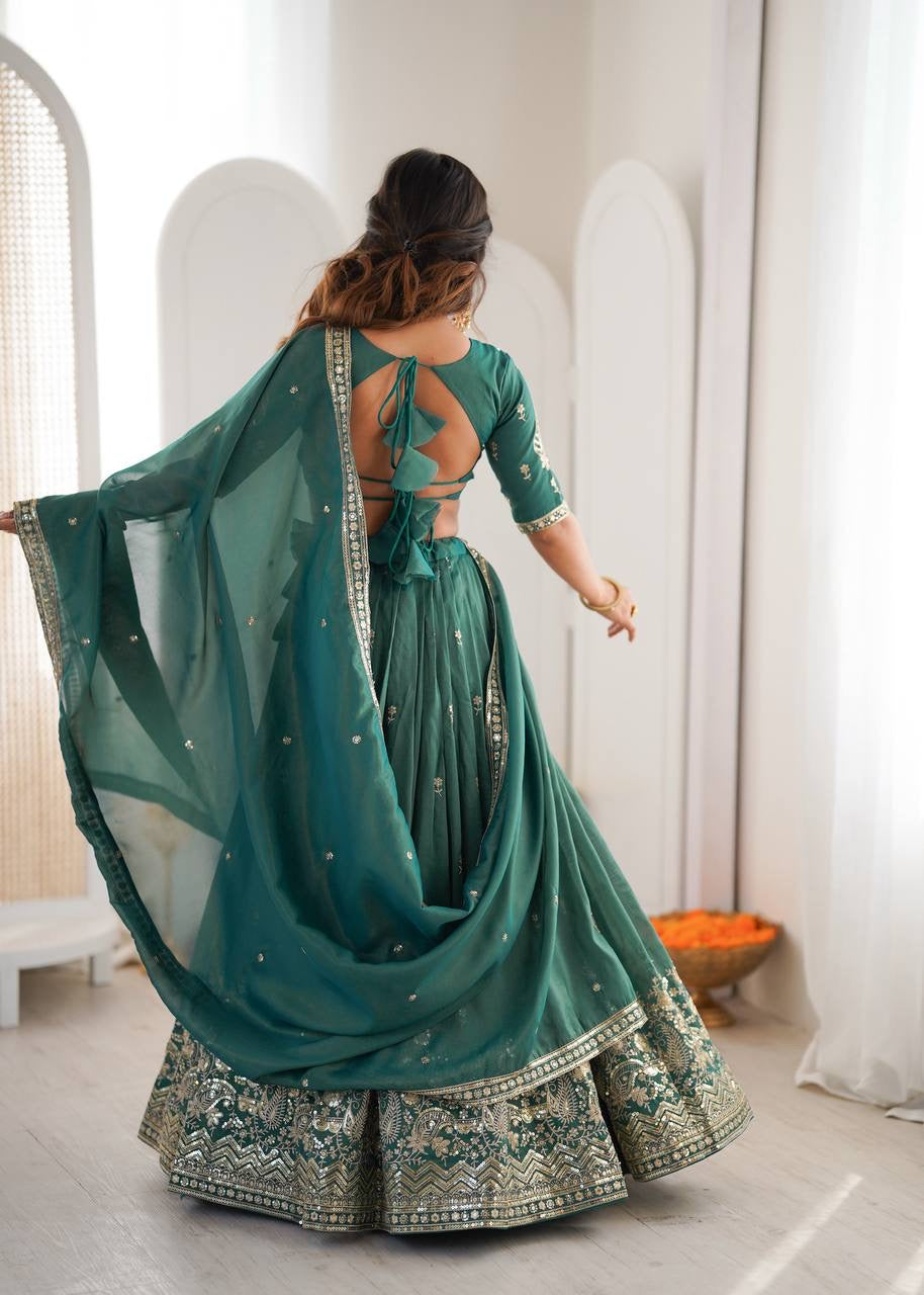 Heavy Simar Silk Lehenga Set with Thread & Sequin Work | 3-Meter Flair | Full-Stitched Rama