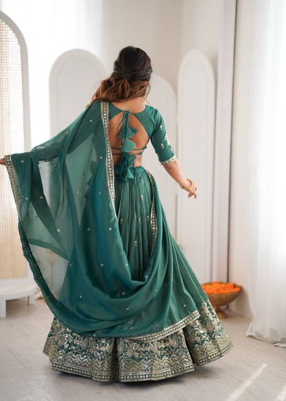 Heavy Simar Silk Lehenga Set with Thread & Sequin Work | 3-Meter Flair | Full-Stitched Rama