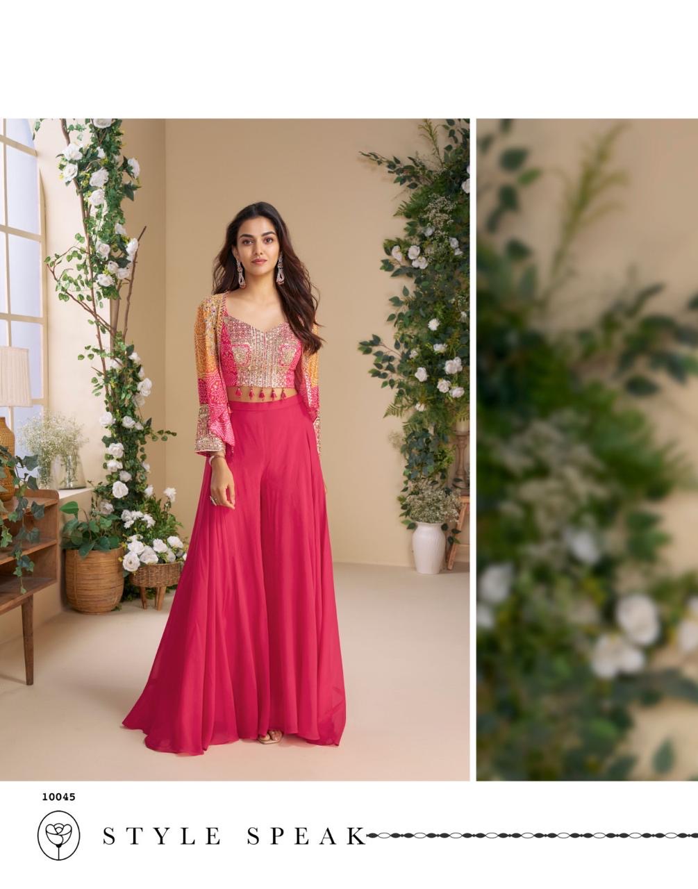 Premium Ethnic Wear – MOON by Sayuri | Hand Embroidered Blouse with Plazzo & Dupatta
