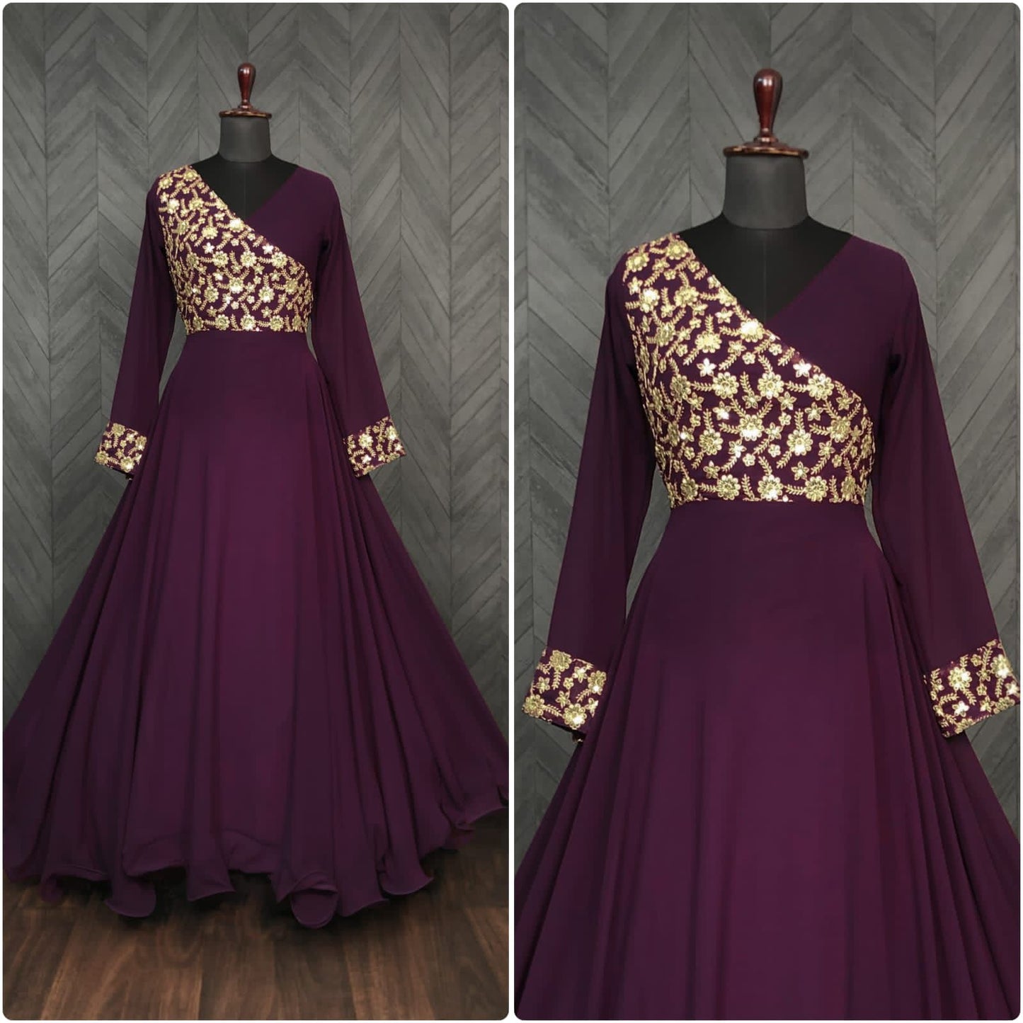 Premium Designer Readymade Gown Collection Wine / Maroon