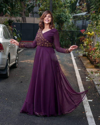 Premium Designer Readymade Gown Collection Wine / Maroon