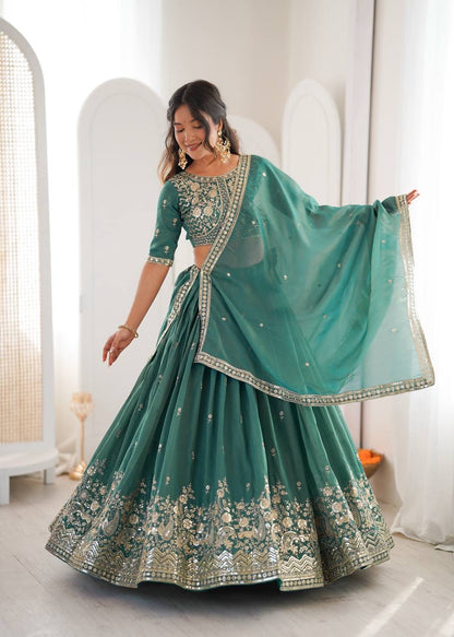 Heavy Simar Silk Lehenga Set with Thread & Sequin Work | 3-Meter Flair | Full-Stitched Rama