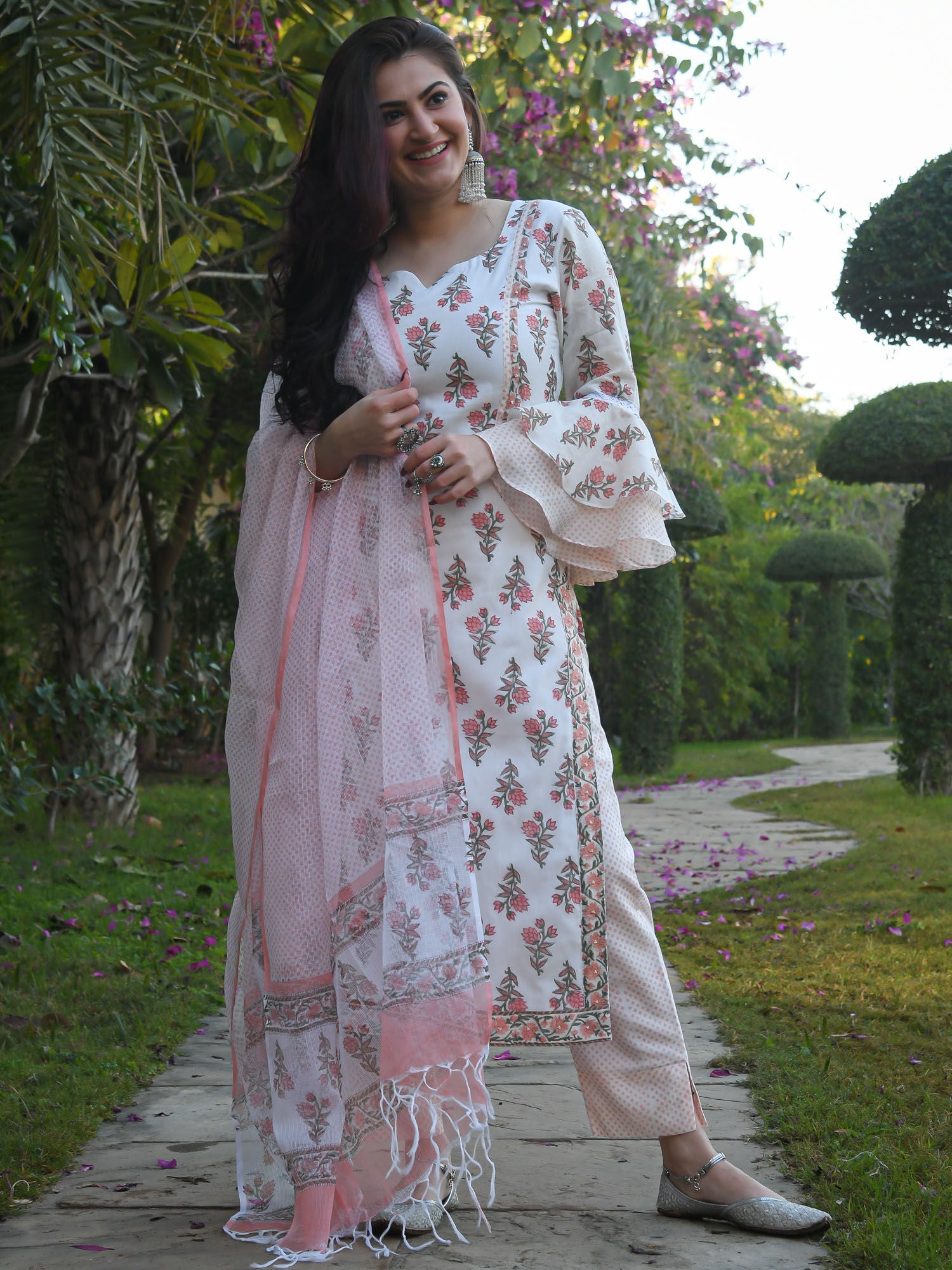 Block Printed Kurta and Pant Set with Dupatta - Yashodhara Lifestyle