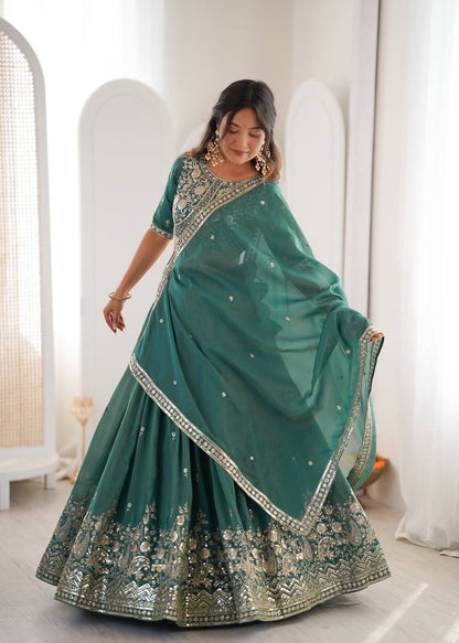 Heavy Simar Silk Lehenga Set with Thread & Sequin Work | 3-Meter Flair | Full-Stitched Rama