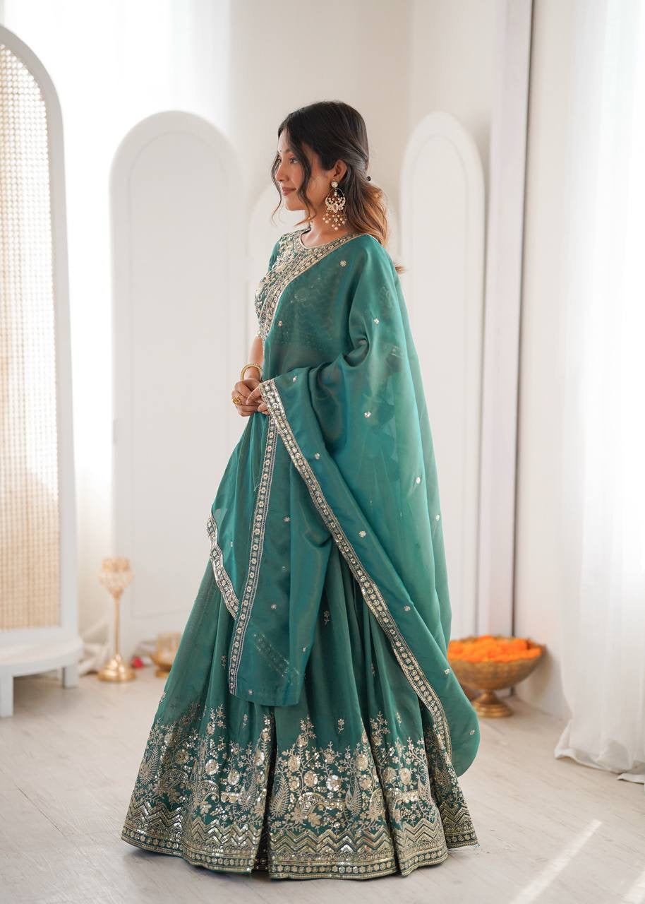 Heavy Simar Silk Lehenga Set with Thread & Sequin Work | 3-Meter Flair | Full-Stitched Rama