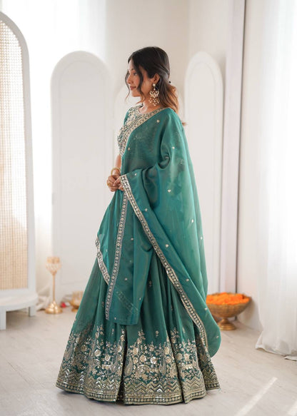 Heavy Simar Silk Lehenga Set with Thread & Sequin Work | 3-Meter Flair | Full-Stitched Rama