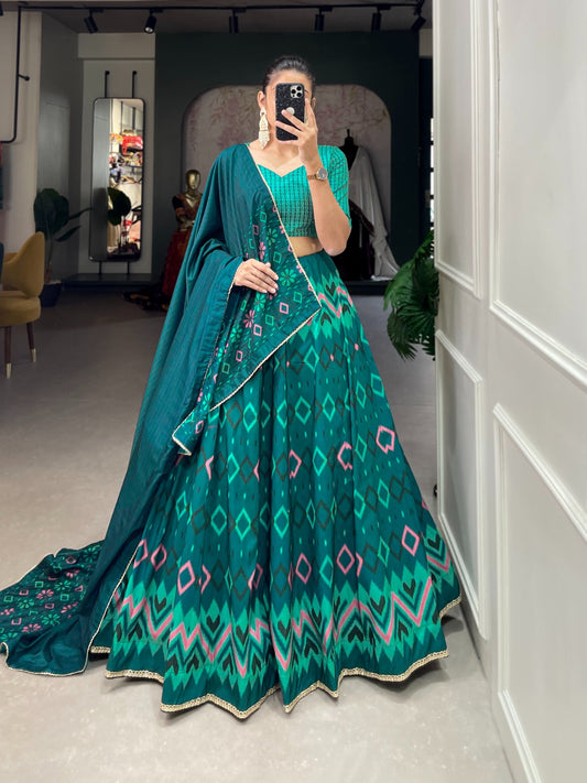 Printed Vaishali Silk Lehenga Choli (Rama)