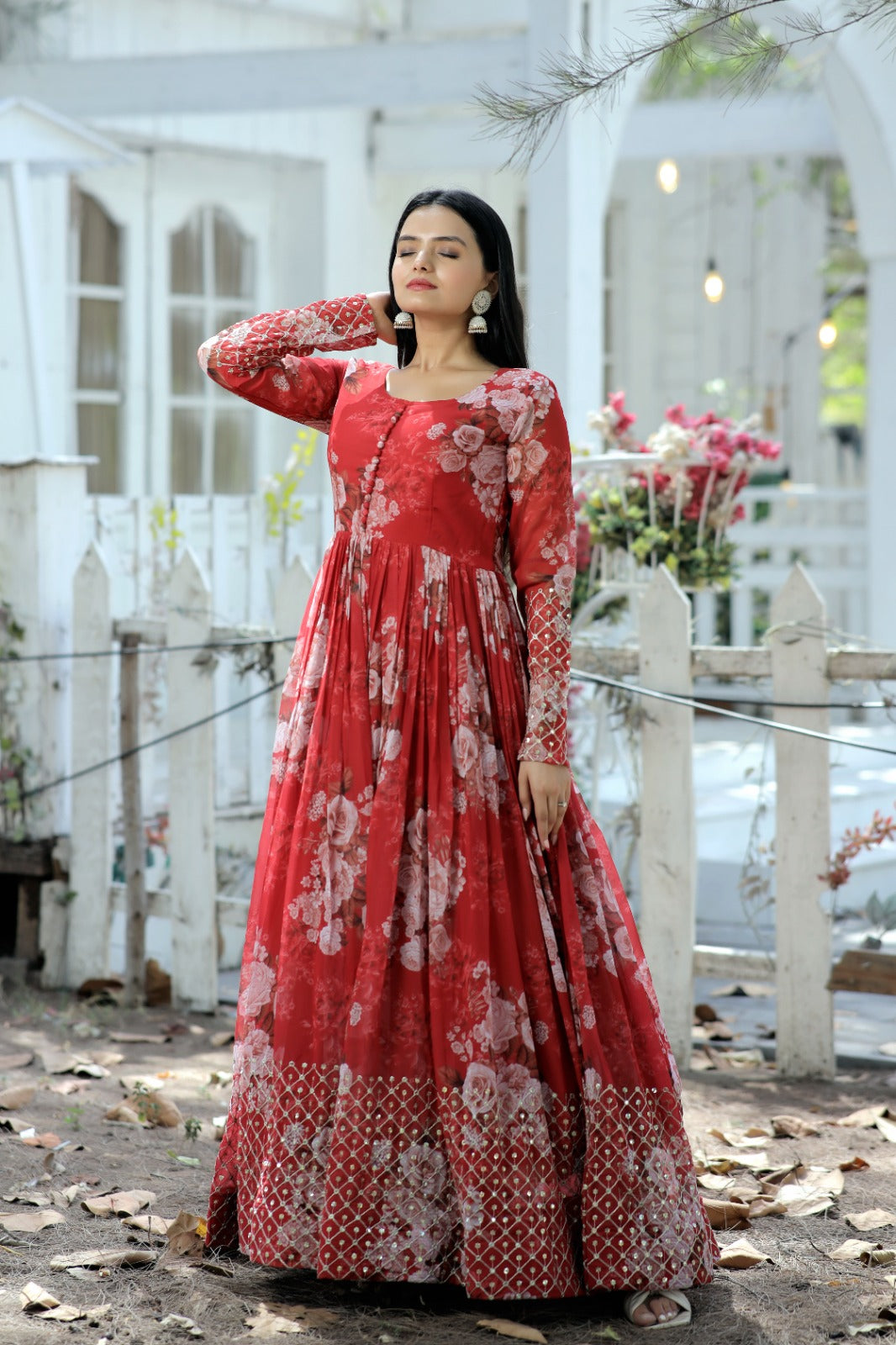 Digital printed designer gown - Yashodhara Lifestyle