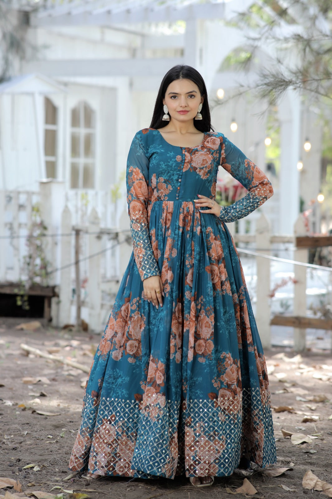 Digital printed designer gown - Yashodhara Lifestyle