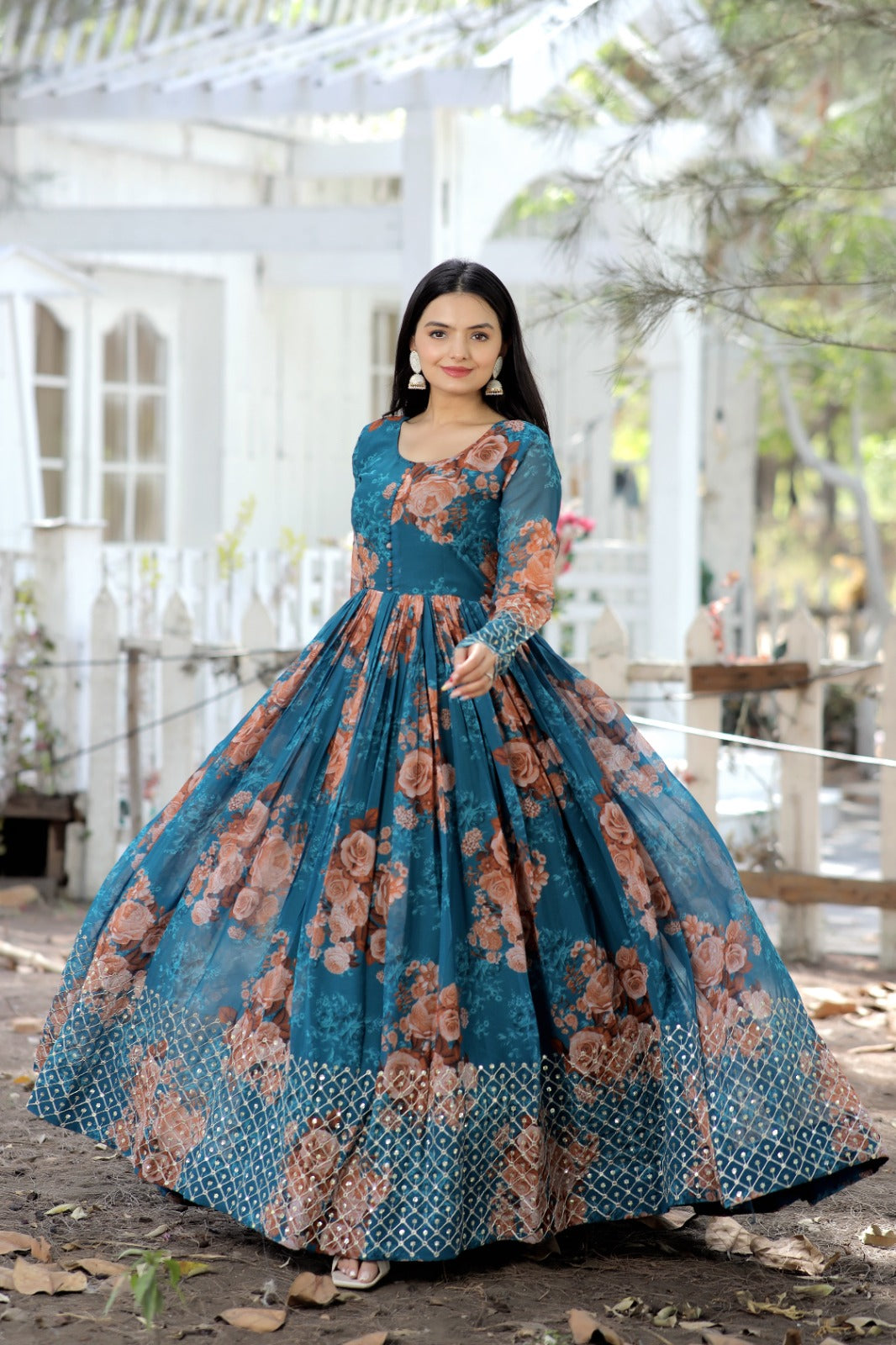 Digital printed designer gown - Yashodhara Lifestyle