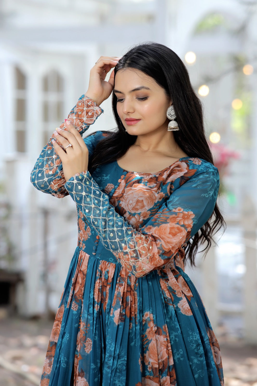 Digital printed designer gown - Yashodhara Lifestyle