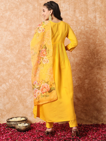 Diwa embroidered anarkali suit dress yellow - Yashodhara Lifestyle