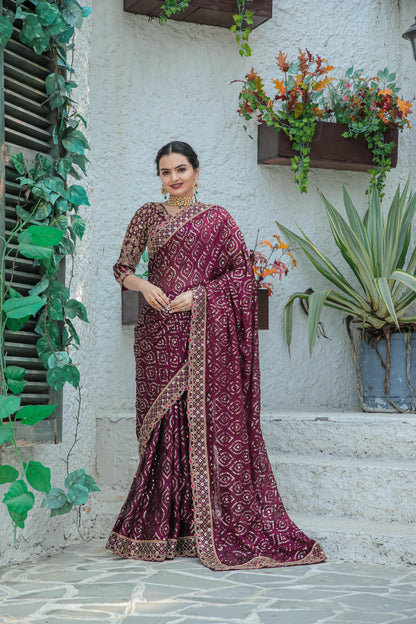 Kasturi silk maroon georgette saree - Yashodhara Lifestyle