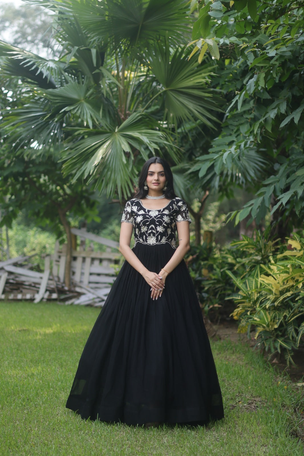 Premium Readymade Designer Gown Black - Yashodhara Lifestyle