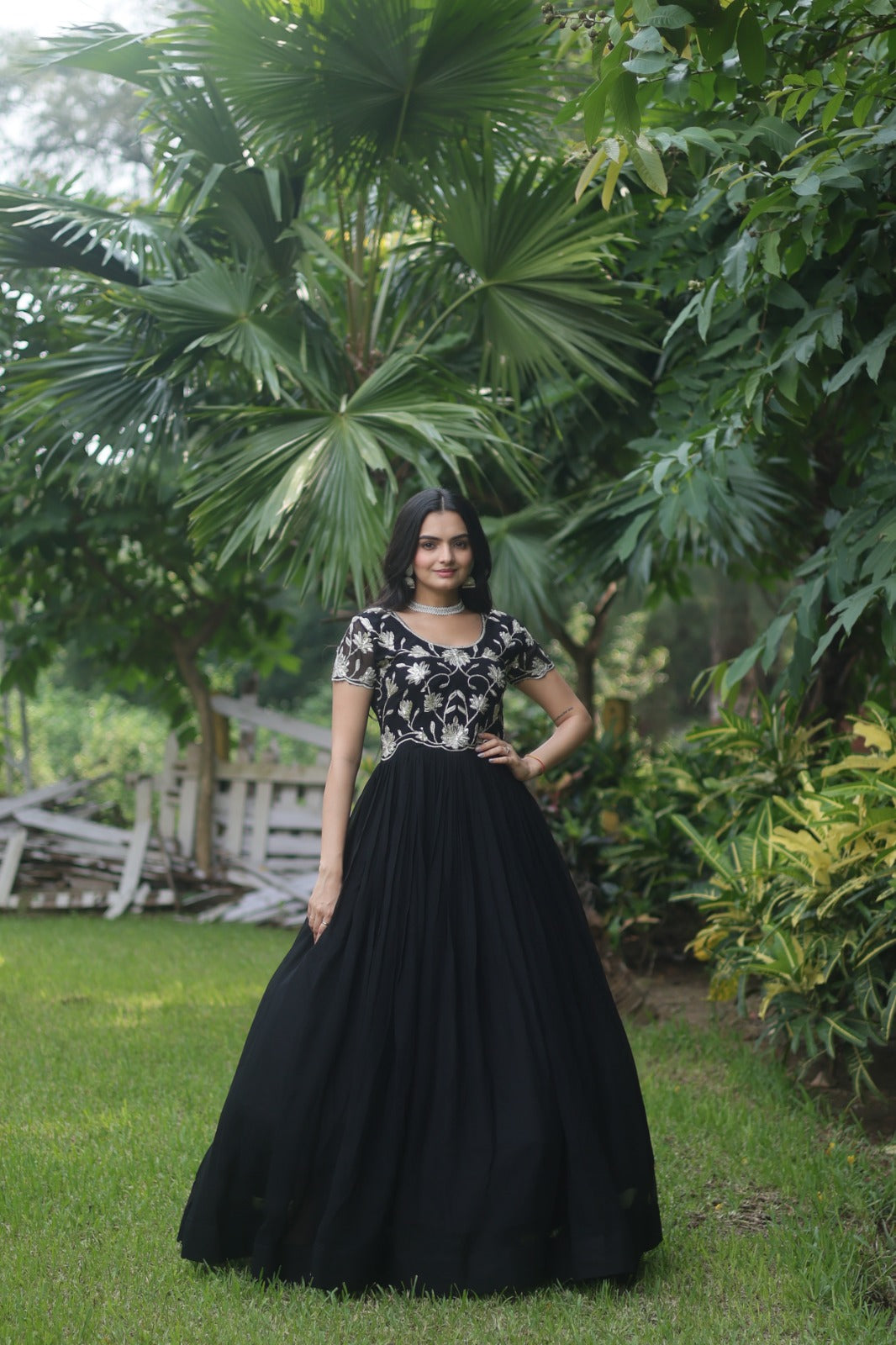 Premium Readymade Designer Gown Black - Yashodhara Lifestyle