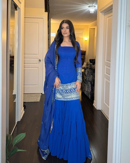 Sharara Top Georgette with soft net dupatta - Yashodhara Lifestyle