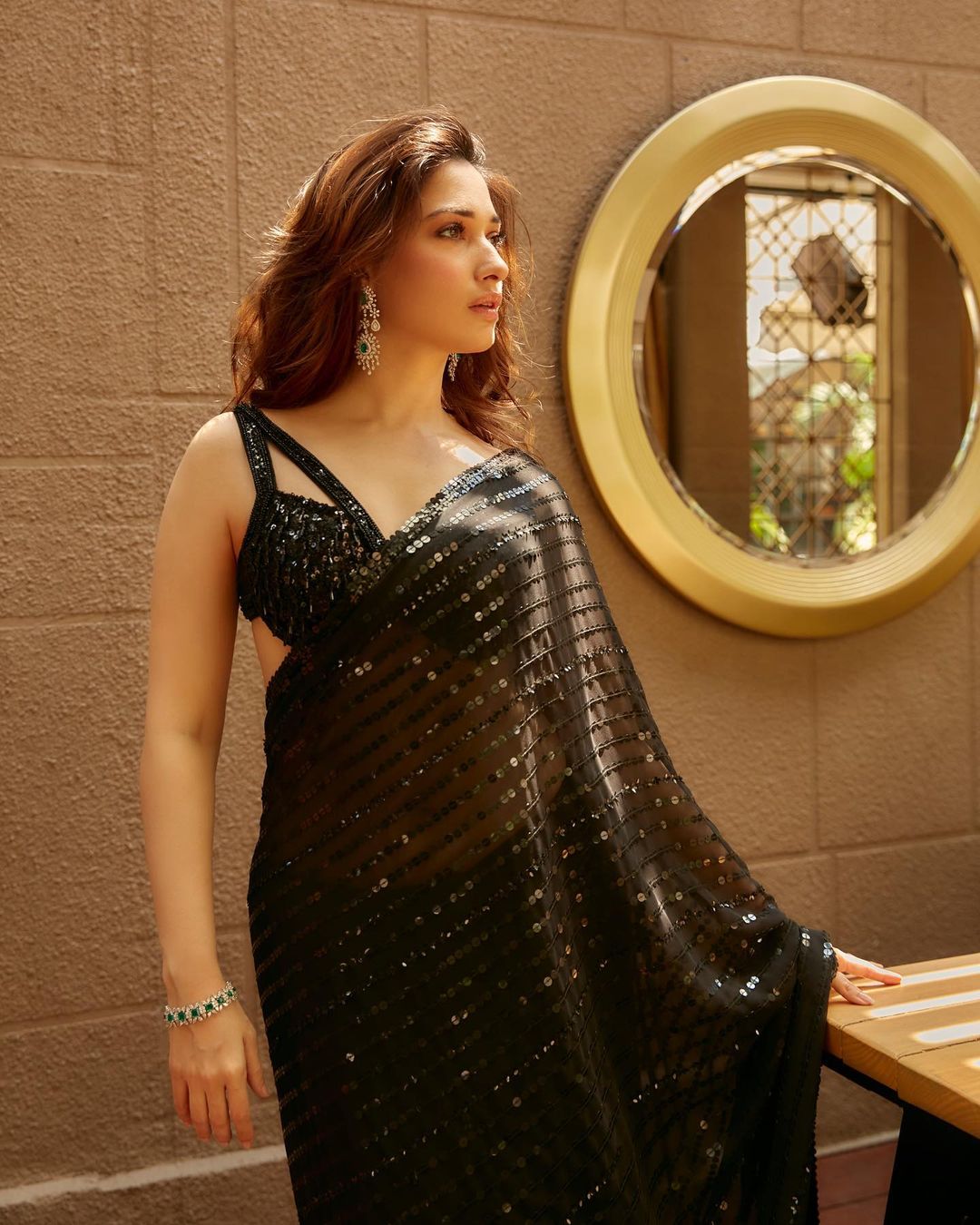 Tamannah Black Sequins Saree - Yashodhara Lifestyle