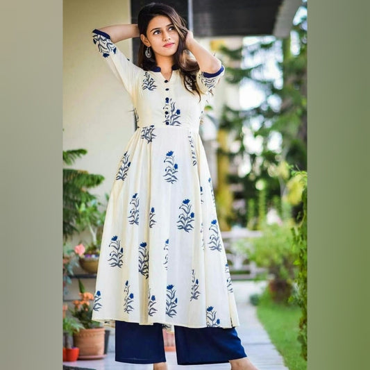 floral printed Anarkali Kurti plazzo set - Yashodhara Lifestyle