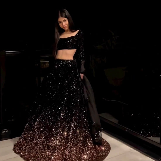 Black velvet glitter lehenga 