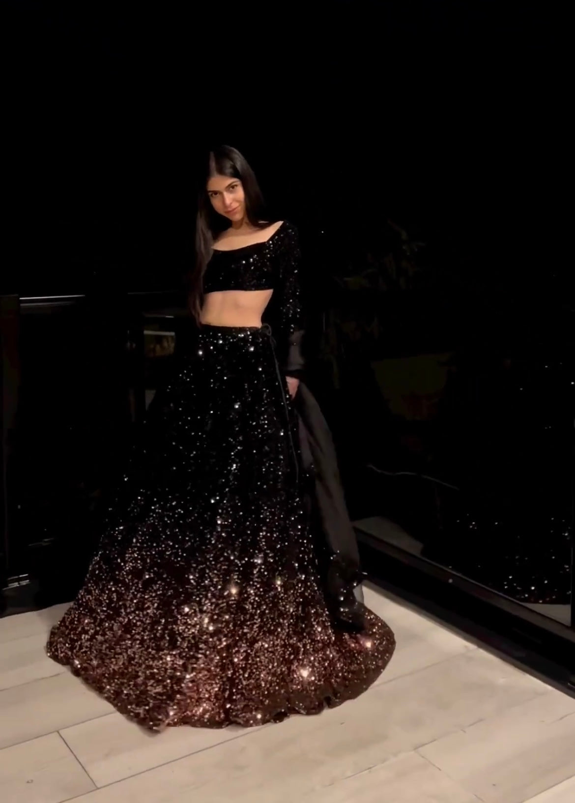 Black velvet glitter lehenga 