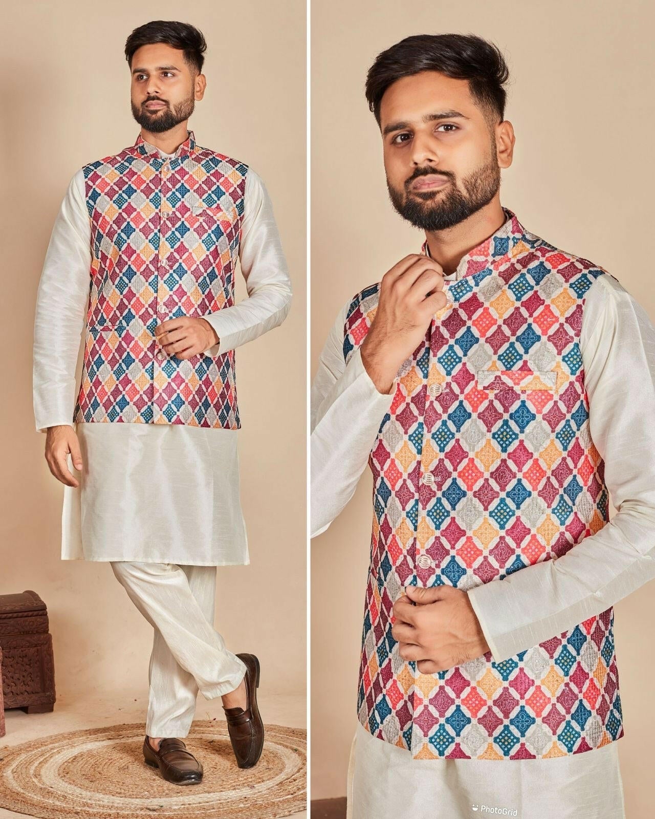 Silk Koti Kurta Multicolor