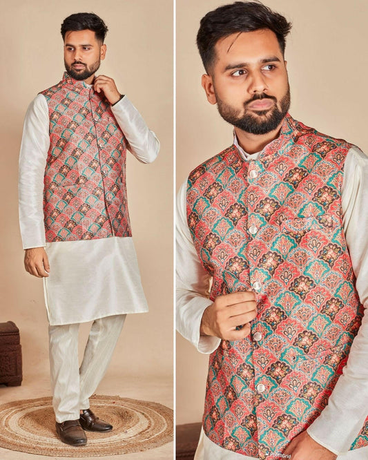 Silk Koti Kurta Multicolor