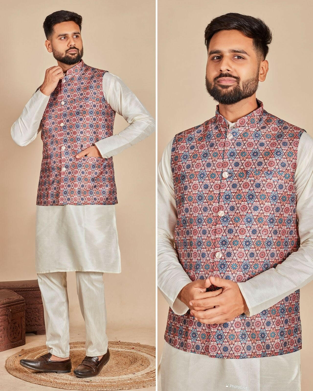 Silk Koti Kurta Multicolor