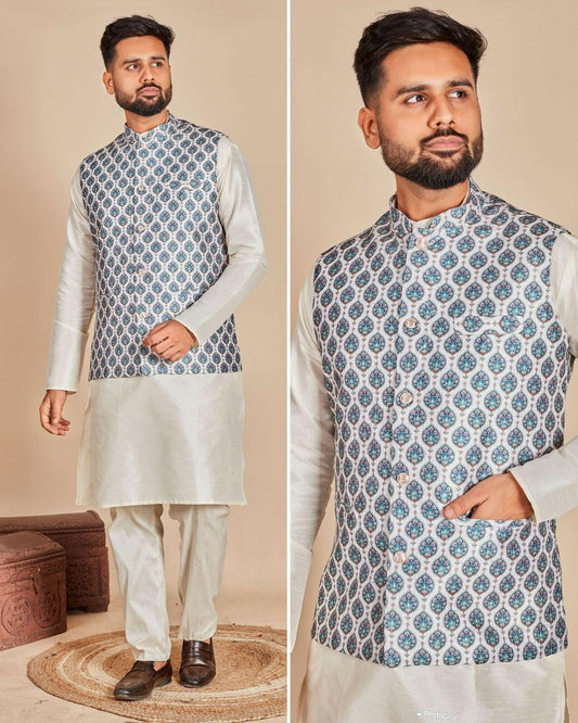 Silk Koti Kurta Blue - Yashodhara Lifestyle