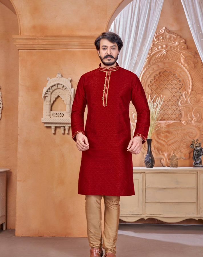 Traditional Pure Jaquard Men Kurta with Pyjama - Yashodhara Lifestyle
