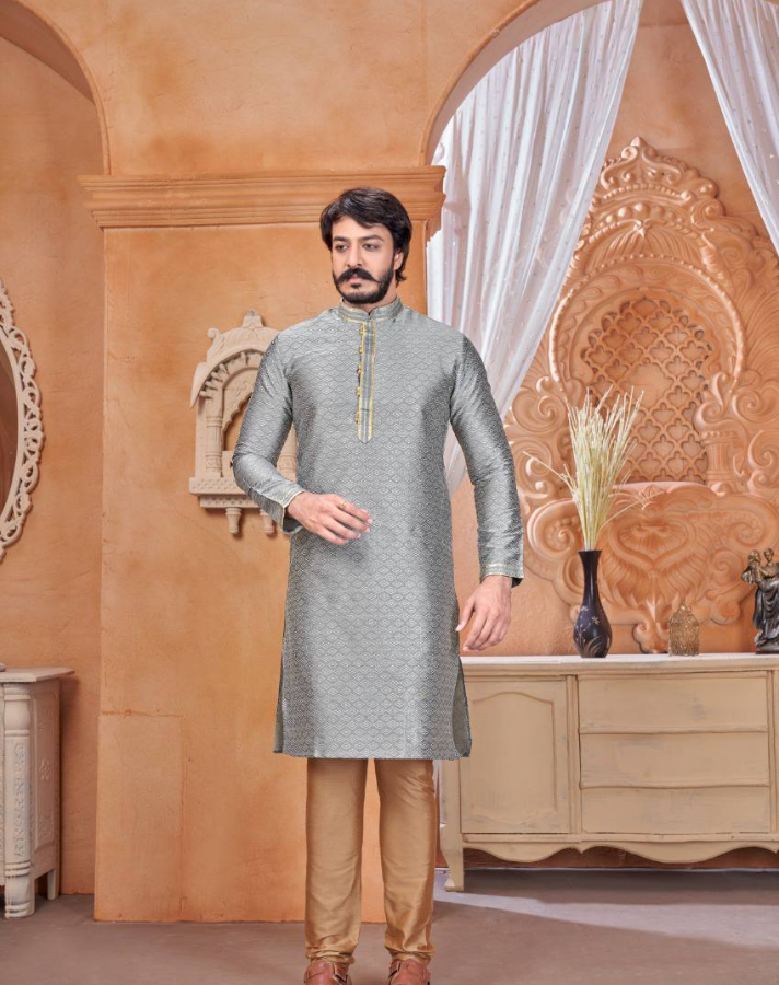 Traditional Pure Jaquard Men Kurta with Pyjama - Yashodhara Lifestyle